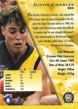 1997 Select AFL Ultimate Series #112 Justin Charles Back